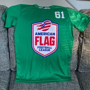 American Flag Football League Green Short Sleeve Jersey, Size Adult S